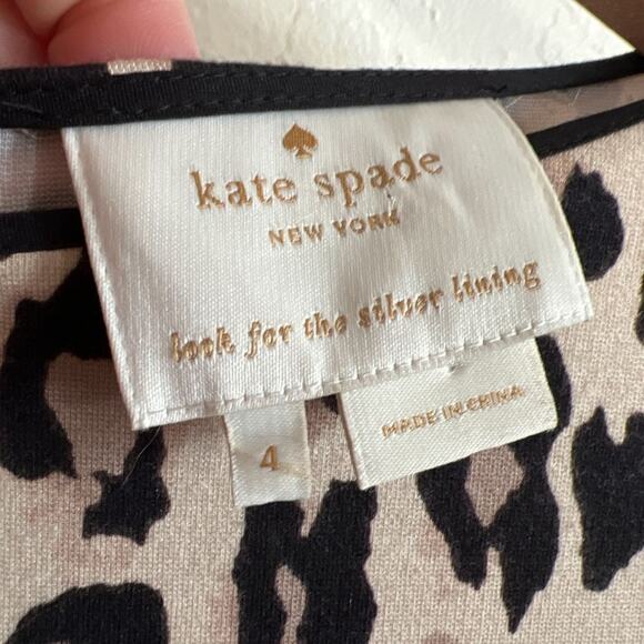 Kate Spade Leopard Print Ponte Knit Sheath Dress size 4 Short Sleeve Gold Zipper - Picture 4 of 8